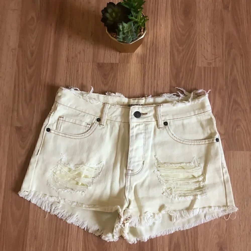 BRANDY MELVILLE Hi-Waisted Distressed Denim Shorts